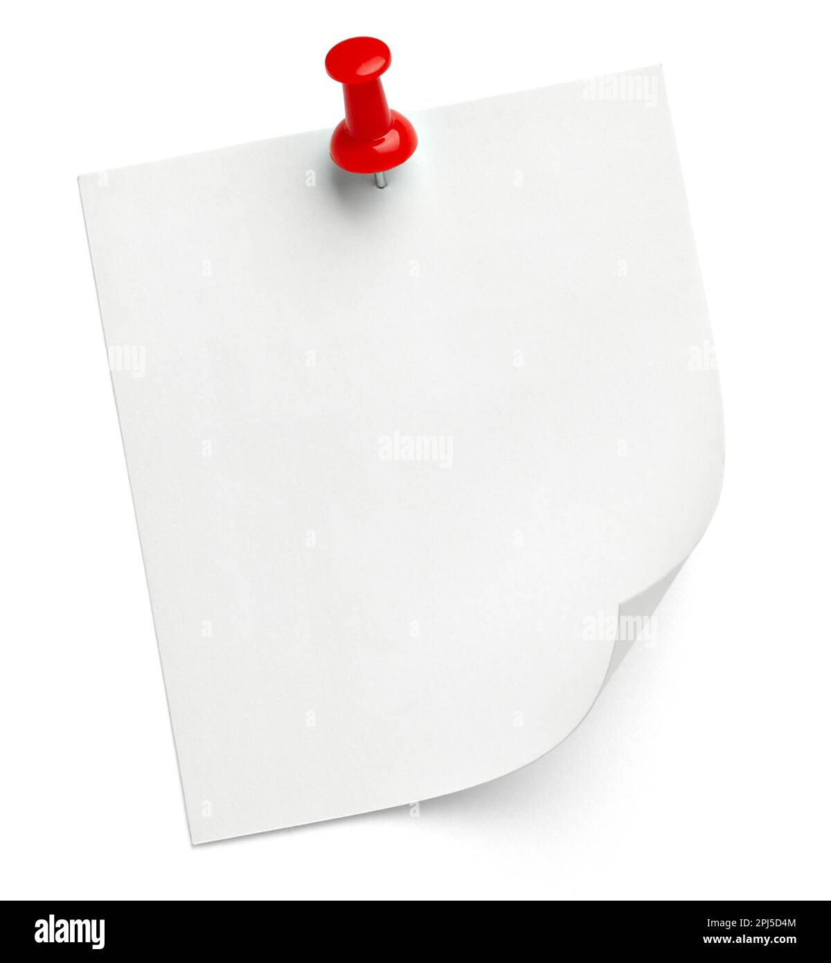 close up of a note paper with a push pin on white background Stock ...