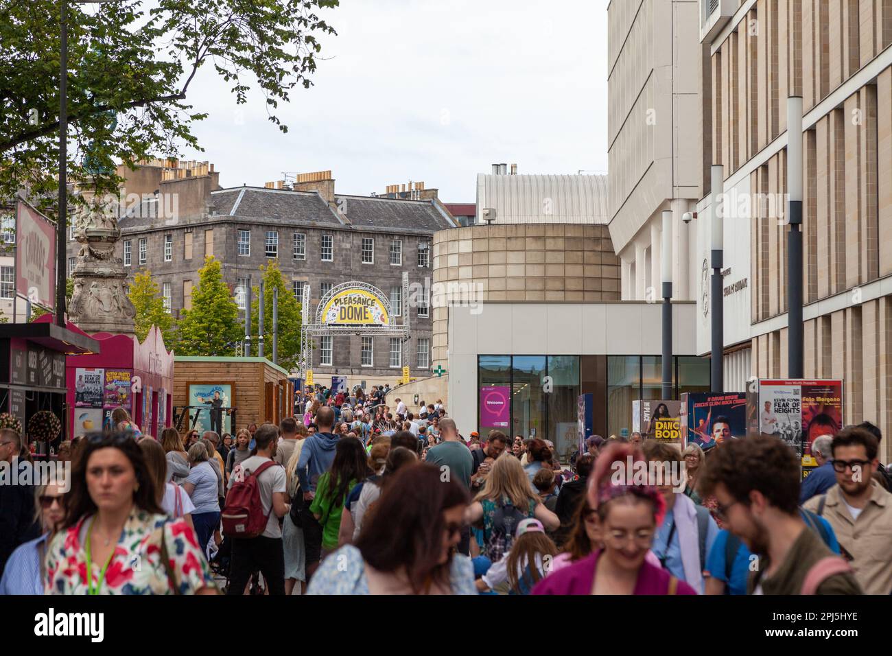 Crowds outside the Pleasance Dome during the Edinburgh Festival Stock Photo