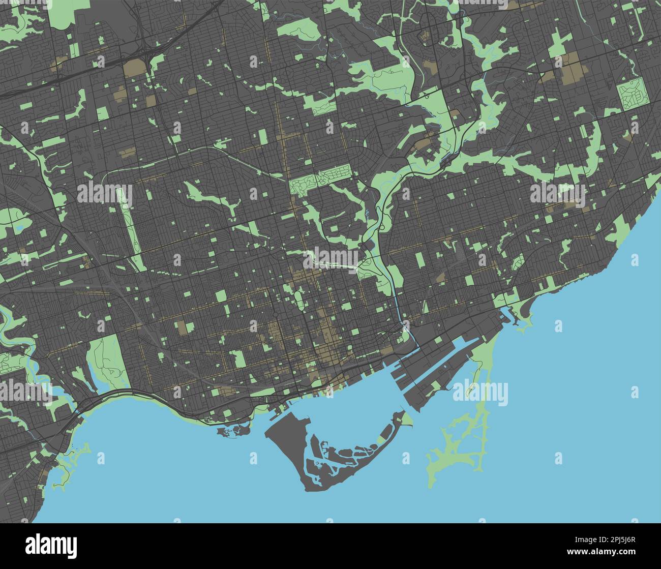 Toronto vector map with dark colors. Stock Vector