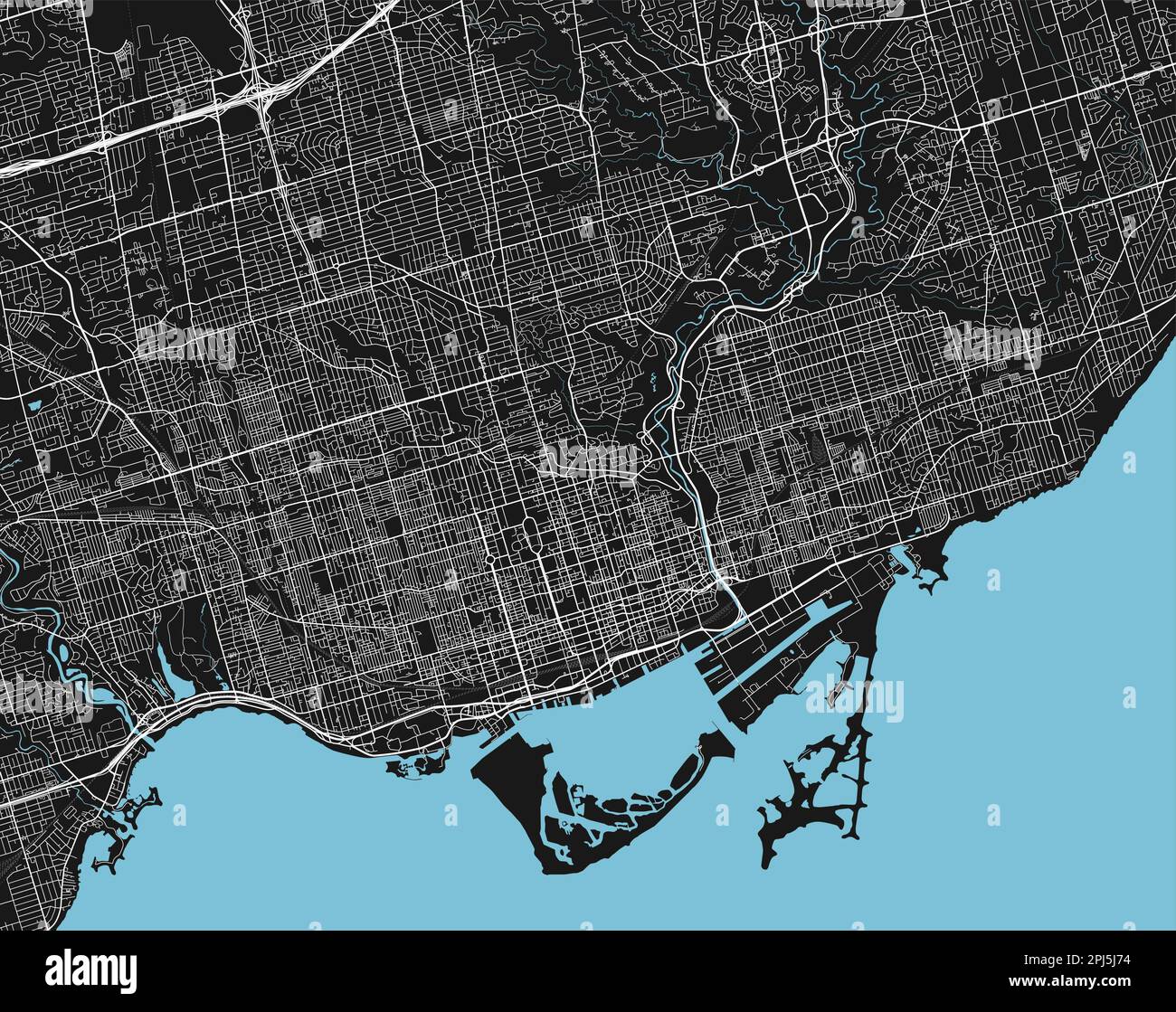 Black and white vector city map of Toronto with well organized separated layers. Stock Vector