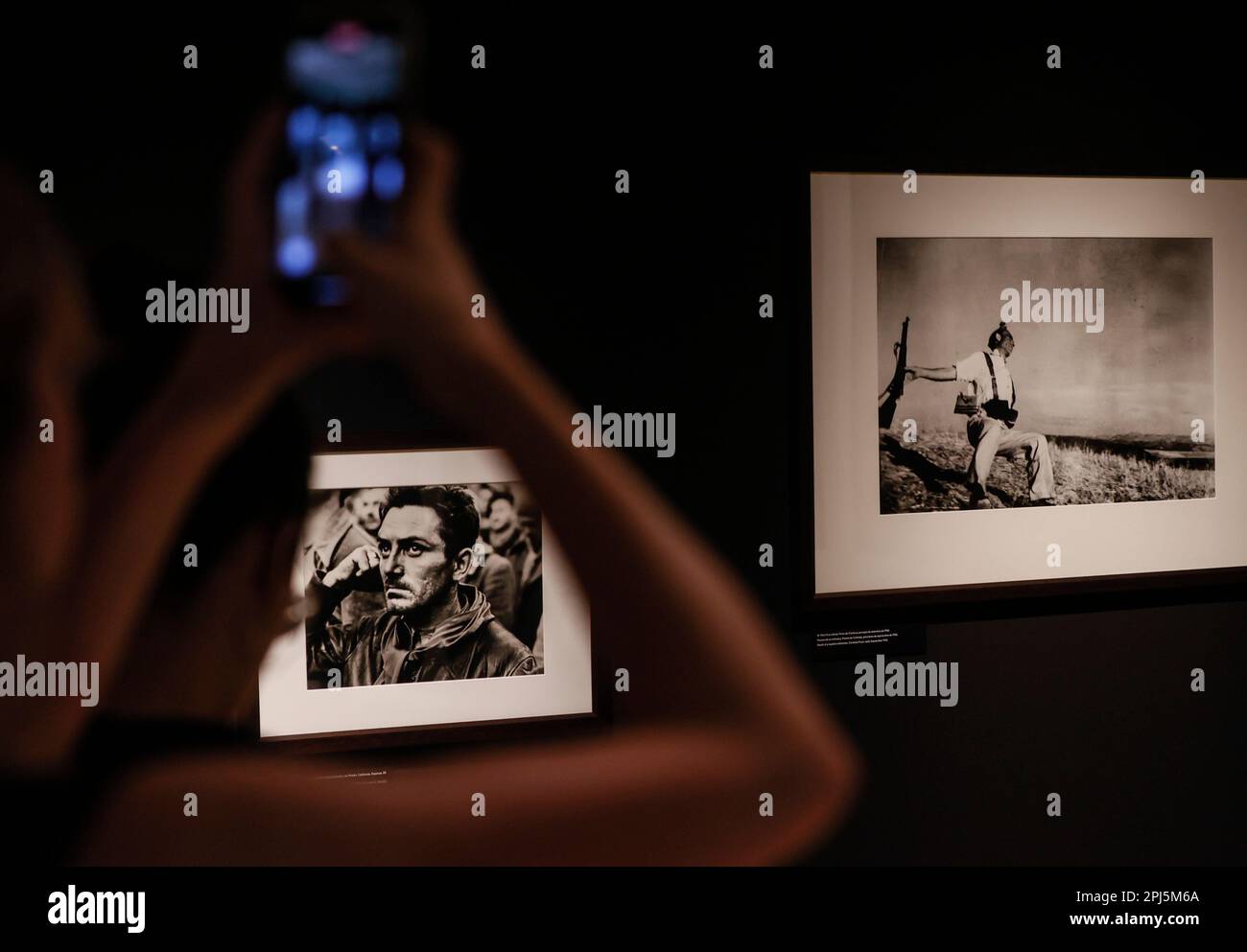 Two works from the Robert Capa exhibition, 'Retrospective', at the