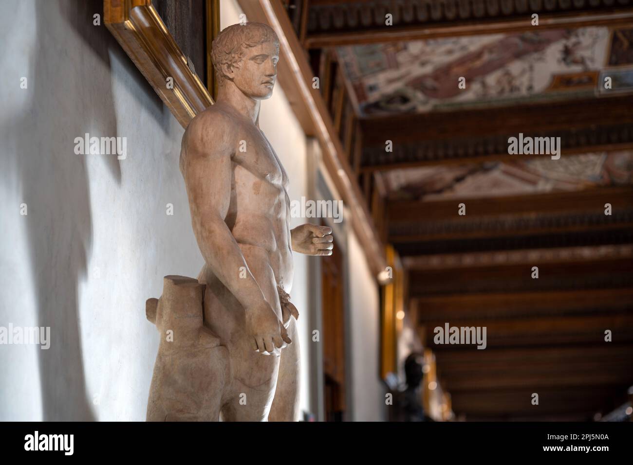 Doryphoros, Roman copy of Polyclitus statue, in the Uffizi, Florence Stock Photo