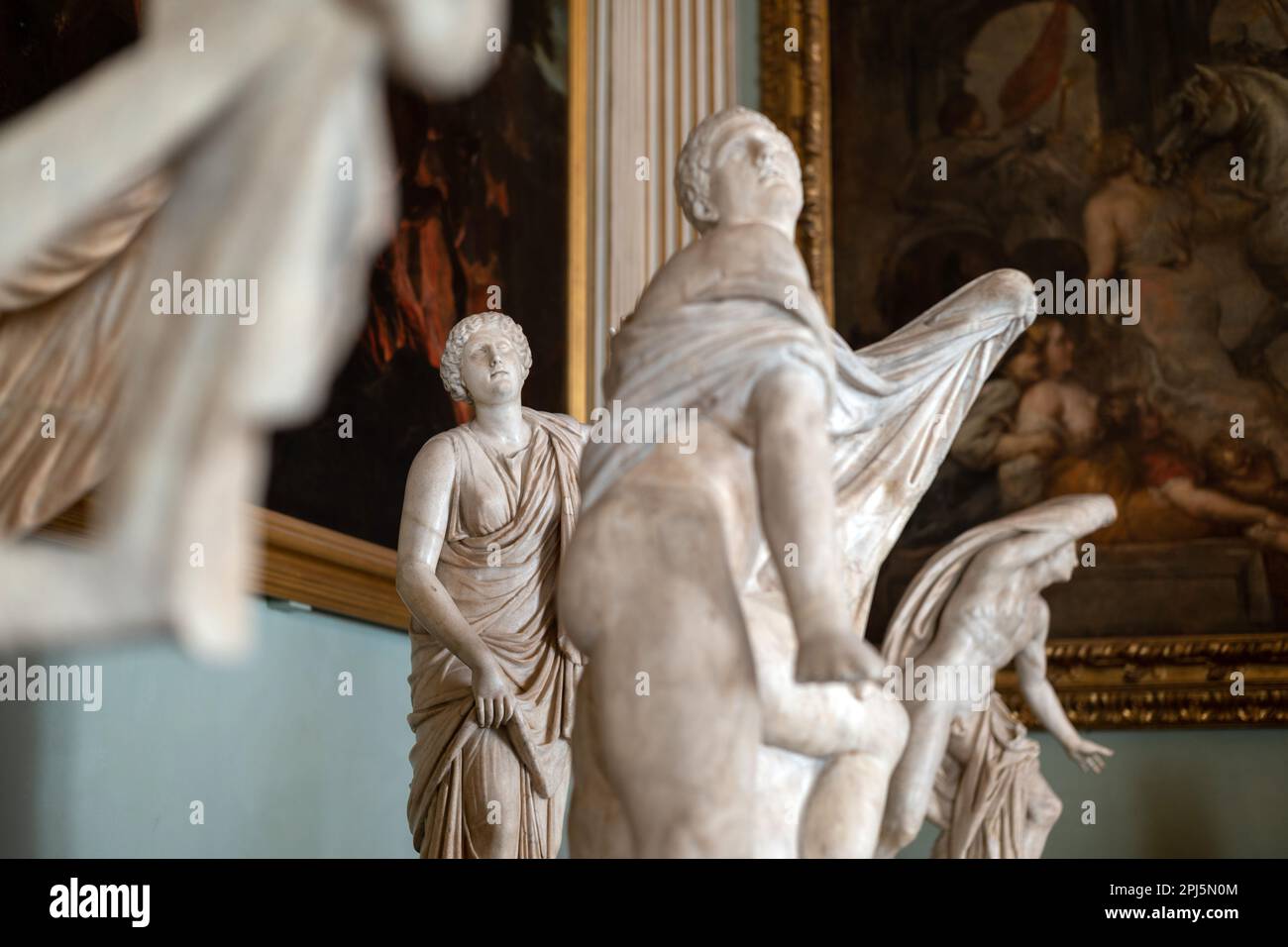 Ancient sculpture and relief carvings in the Uffizi art gallery