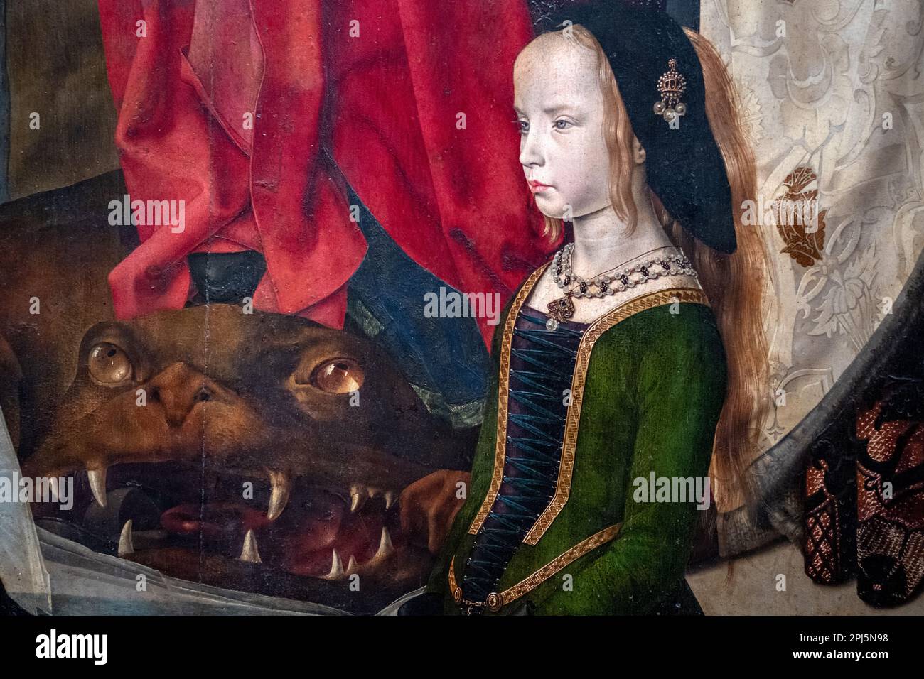 Detail from The Portinari Triptych by Hugo van der Goes (c.1477-78) in the Uffizi, Florence. Stock Photo