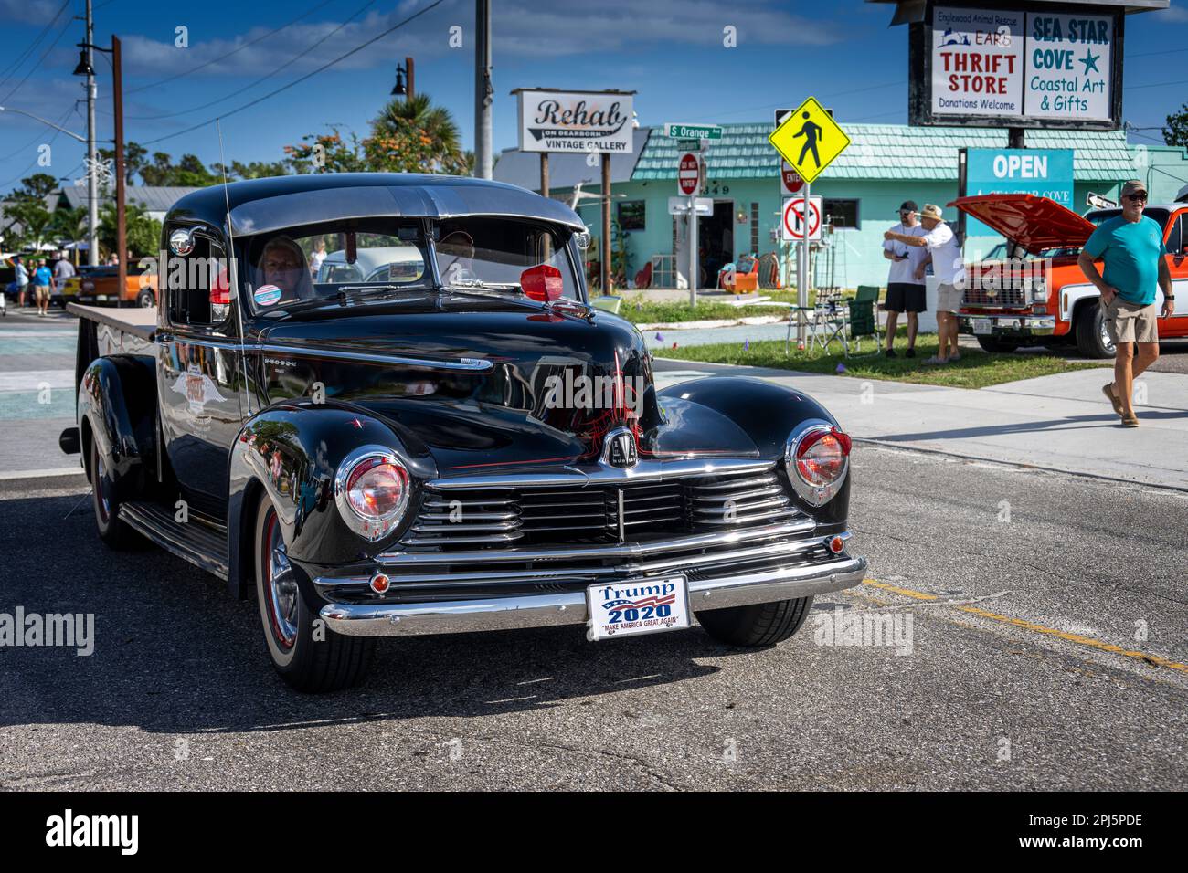Black pick up on Dearborn Street, Englewood, Florida Stock Photo