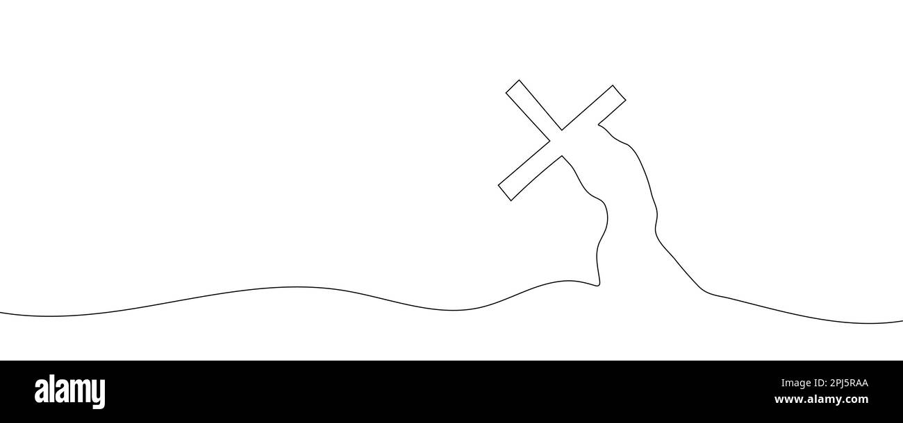 drawing of jesus christ carrying the cross drawn continuous line. Vector illustration. Vector illustration Stock Vector