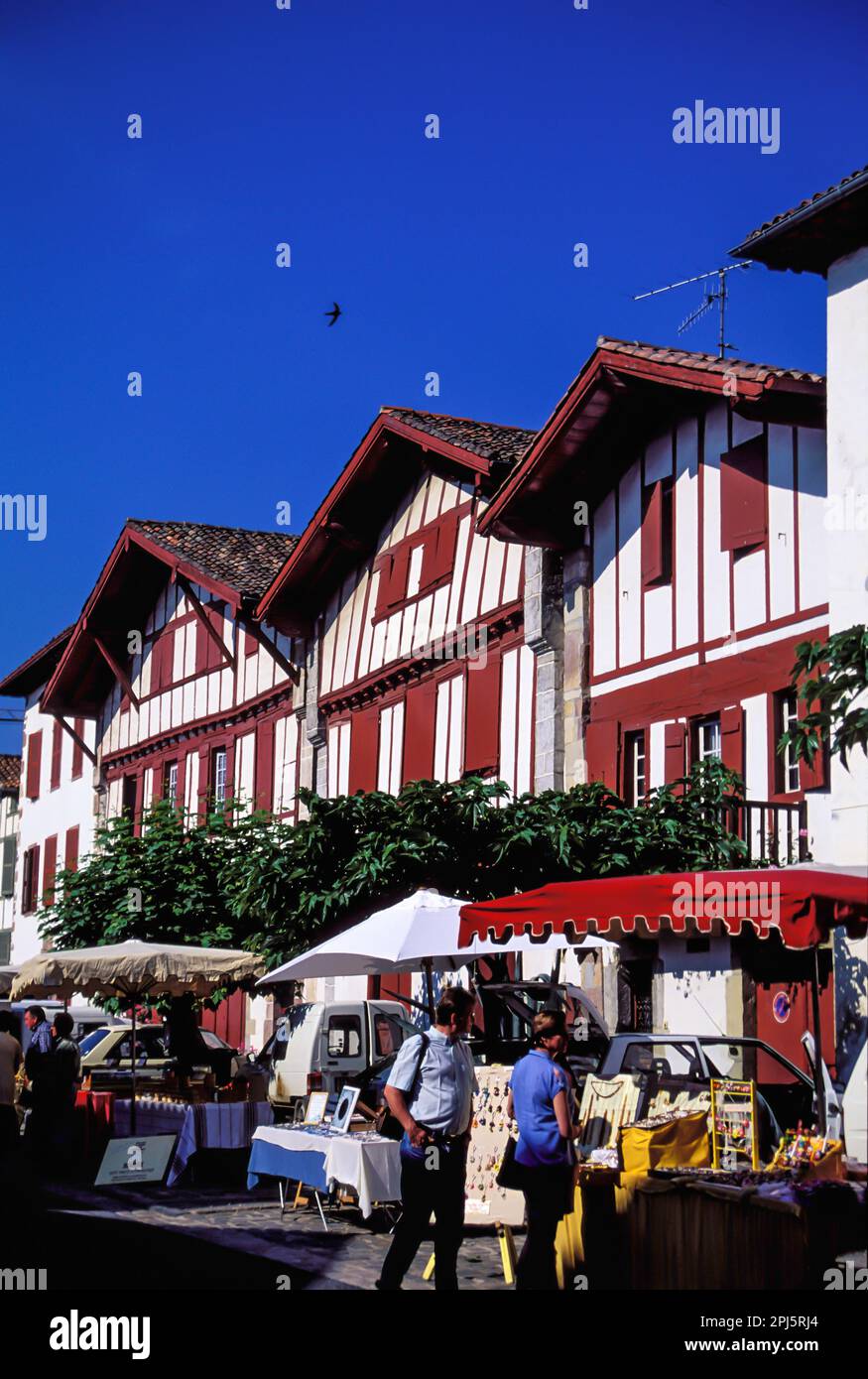 Basque architecture in village ainhoa hi-res stock photography and ...