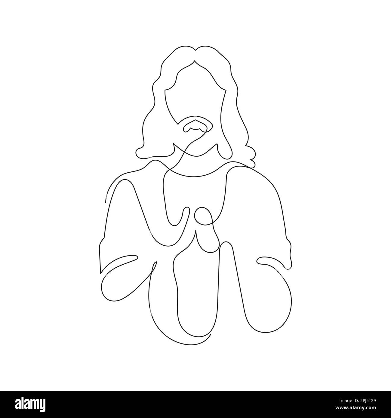 Continuous line drawing of Jesus Christ, son of God, biblical easter illustration. Stock Vector
