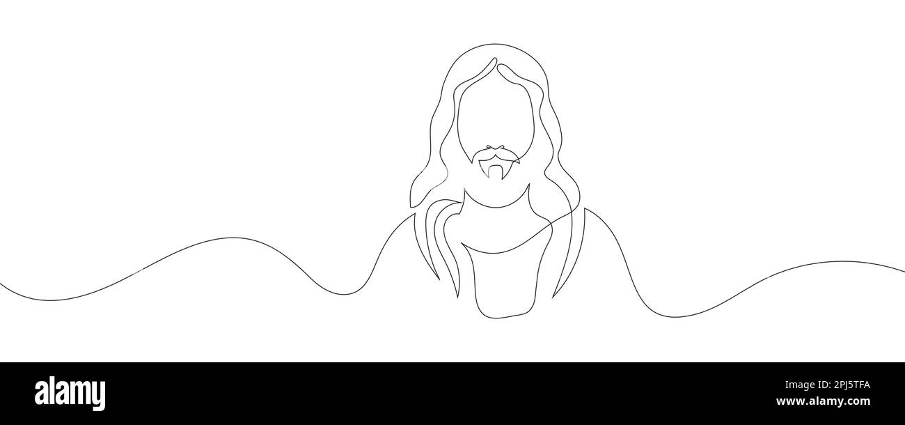 Continuous line drawing of Jesus Christ, son of God, biblical easter