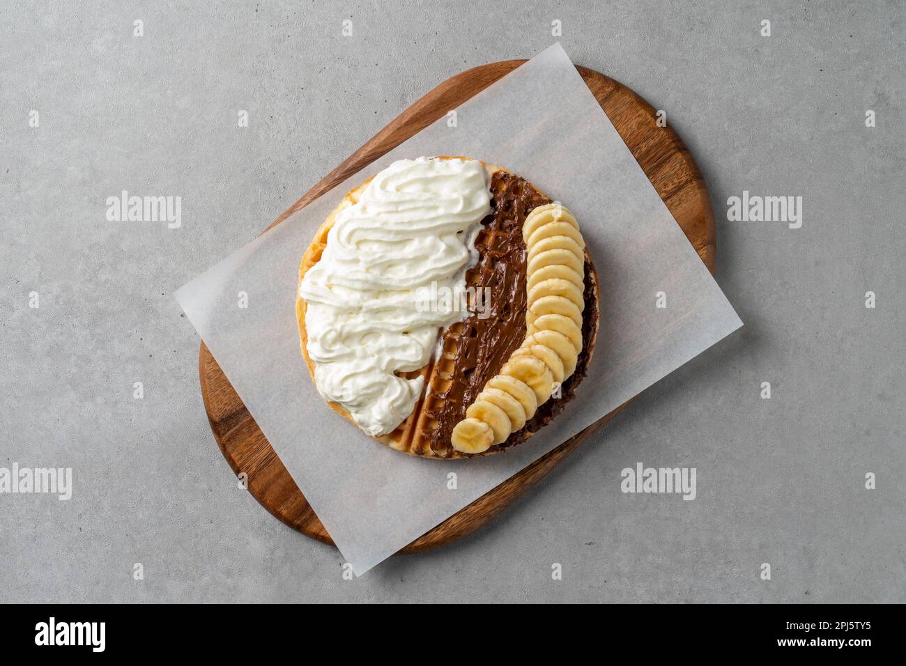 korean style food cafe Banana Nutella Waffles Stock Photo Alamy