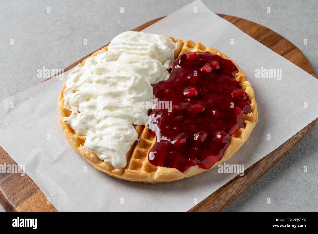 korean style food cafe Strawberry Waffle Stock Photo Alamy