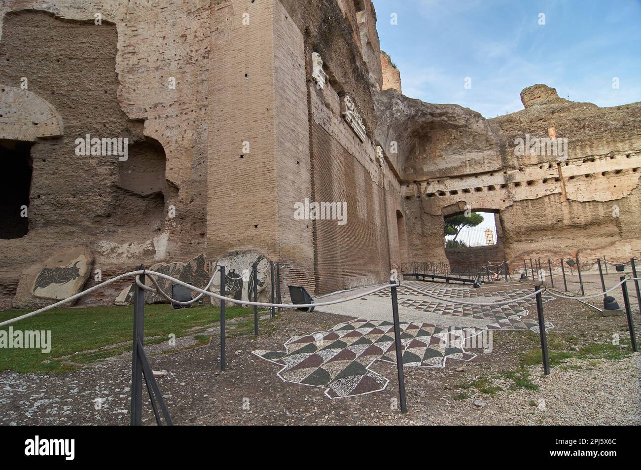 ruins of the Caracalla baths in Rome with mosaics and thermal baths ...