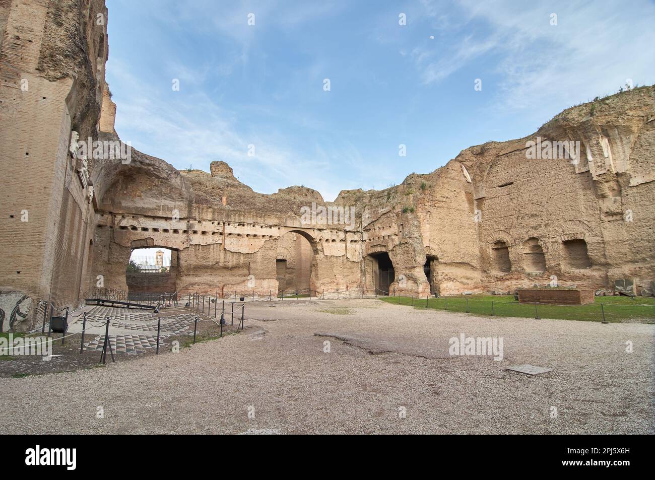ruins of the Caracalla baths in Rome with mosaics and thermal baths ...