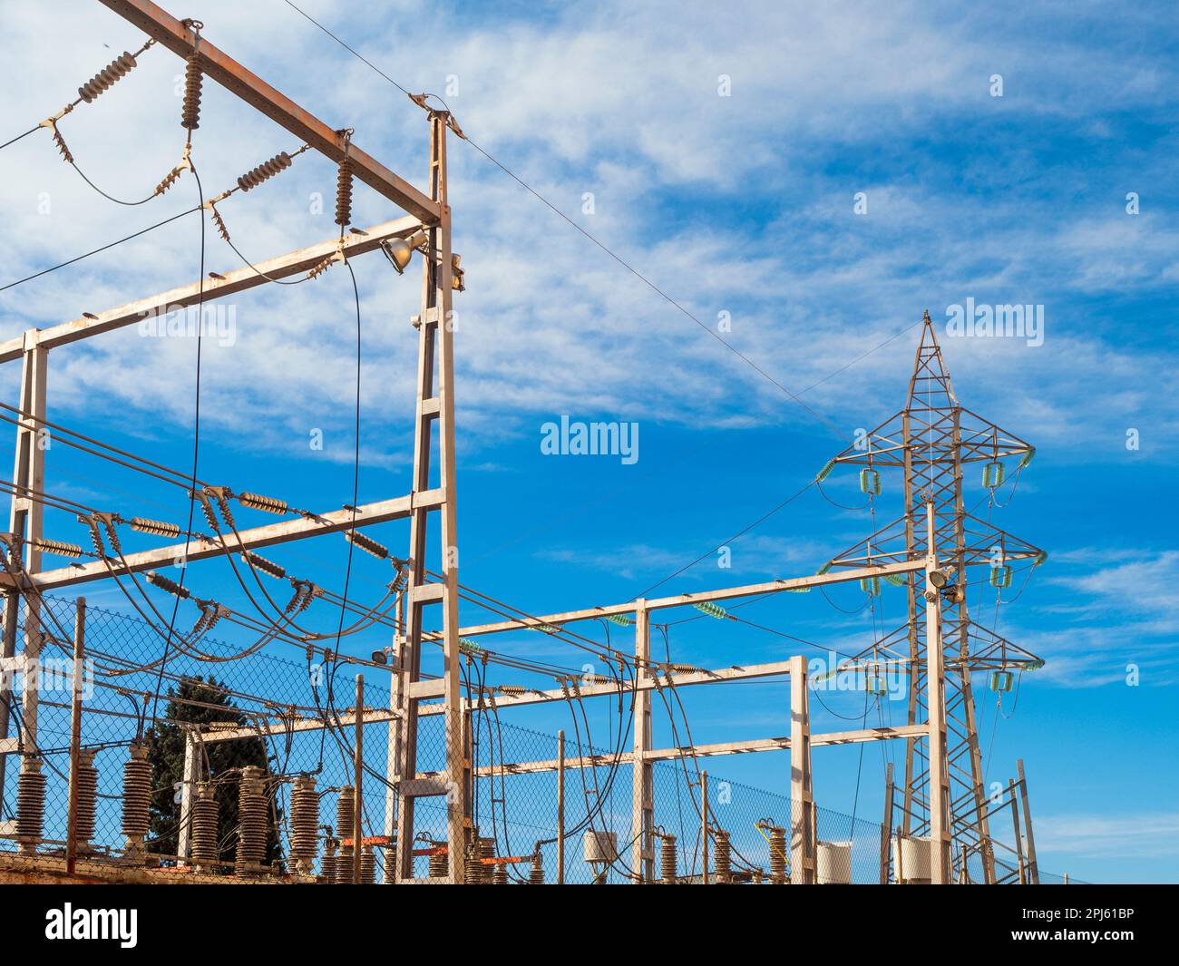 Installation in an electricity transmission station Stock Photo Alamy