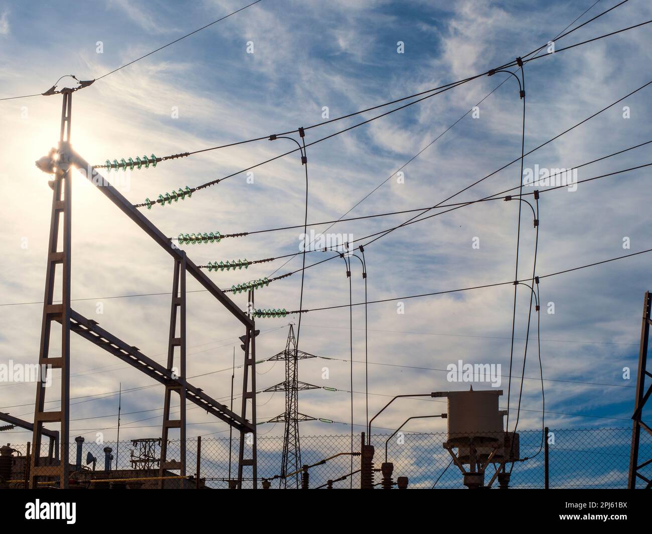 Installation in an electricity transmission station Stock Photo Alamy