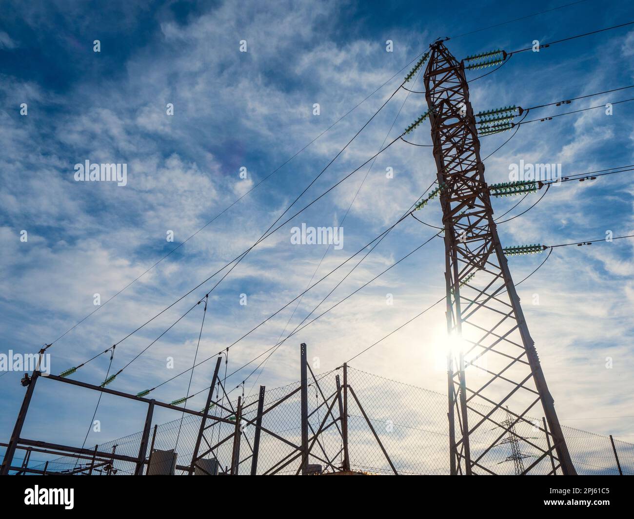 Installation in an electricity transmission station Stock Photo Alamy