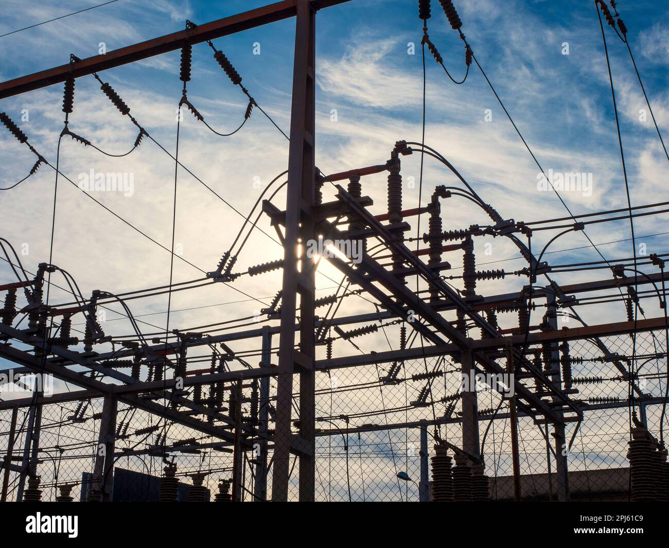 Installation in an electricity transmission station Stock Photo Alamy