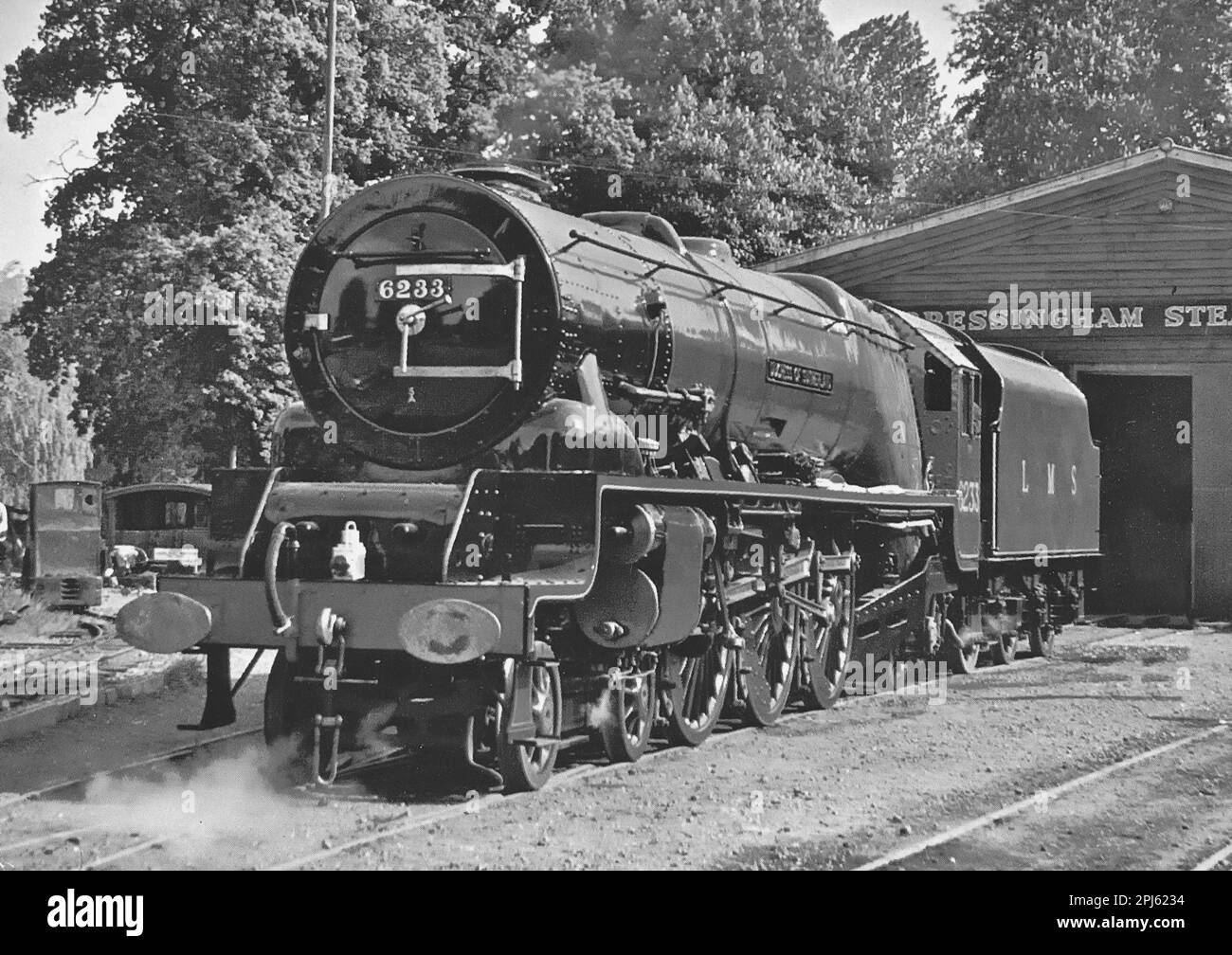 London Midland Scottish Railways  4-6-2 # 6233 Duchess of Sutherland passenger steam train that was built at Crewe in 1936, seen here at Bressingham Steam Museum Stock Photo