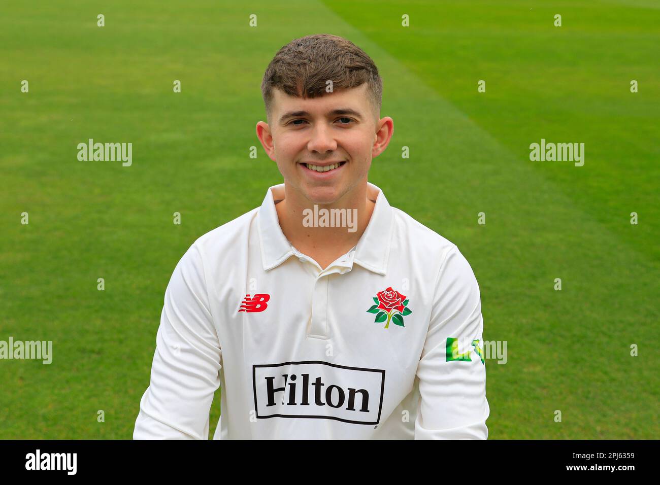 Matthew Hurst of Lancashire Cricket Club at Lancashire Cricket Media Day at Old Trafford, Manchester, United Kingdom, 31st March 2023  (Photo by Conor Molloy/News Images) in Manchester, United Kingdom on 3/31/2023. (Photo by Conor Molloy/News Images/Sipa USA) Stock Photo