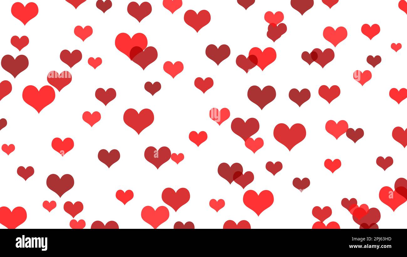 Seamless pattern with red hearts on white background. Stock Photo