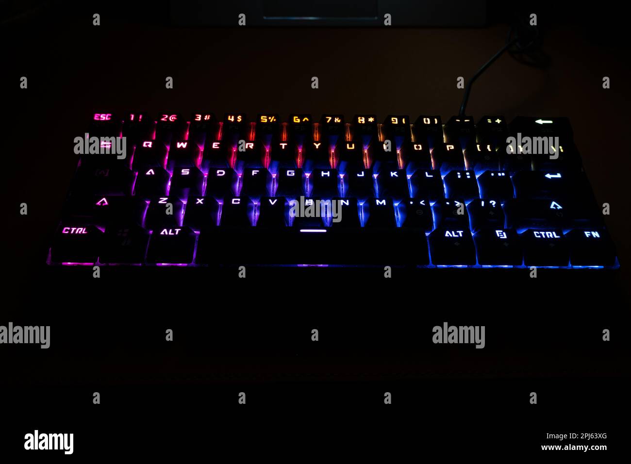 RGB backlit keyboard taken from user's POV angle Stock Photo Alamy