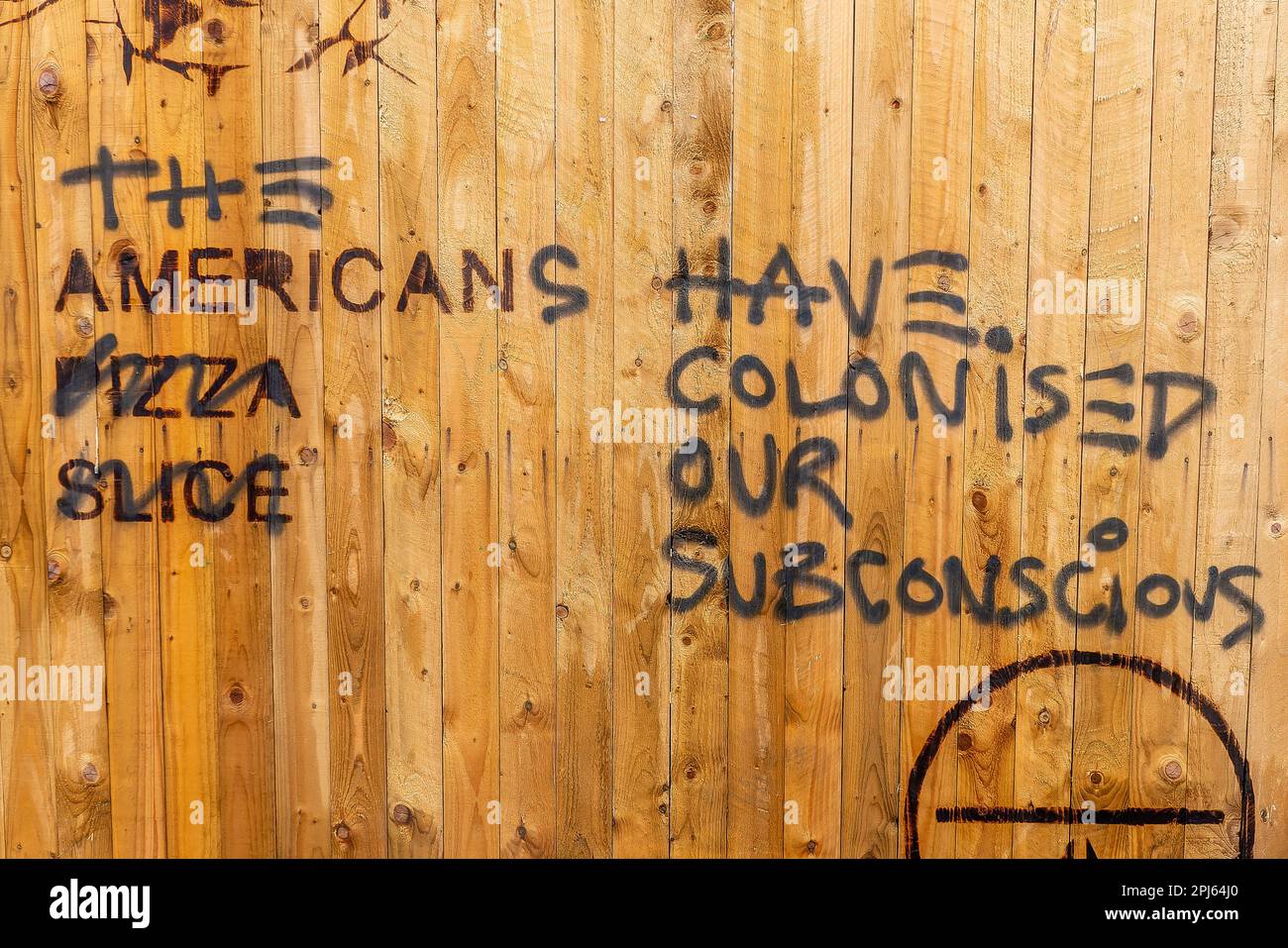 Liverpool, November 12th 2016: Anti-American graffiti in Liverpool Stock Photo