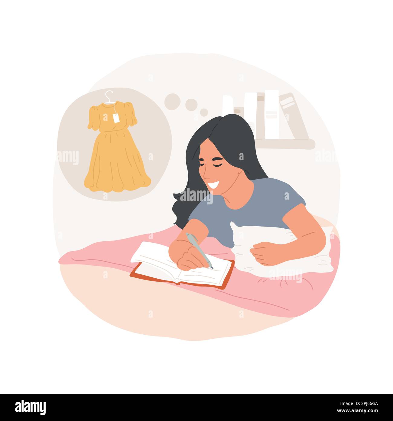 Dreaming about new thing isolated cartoon vector illustration. Smiling