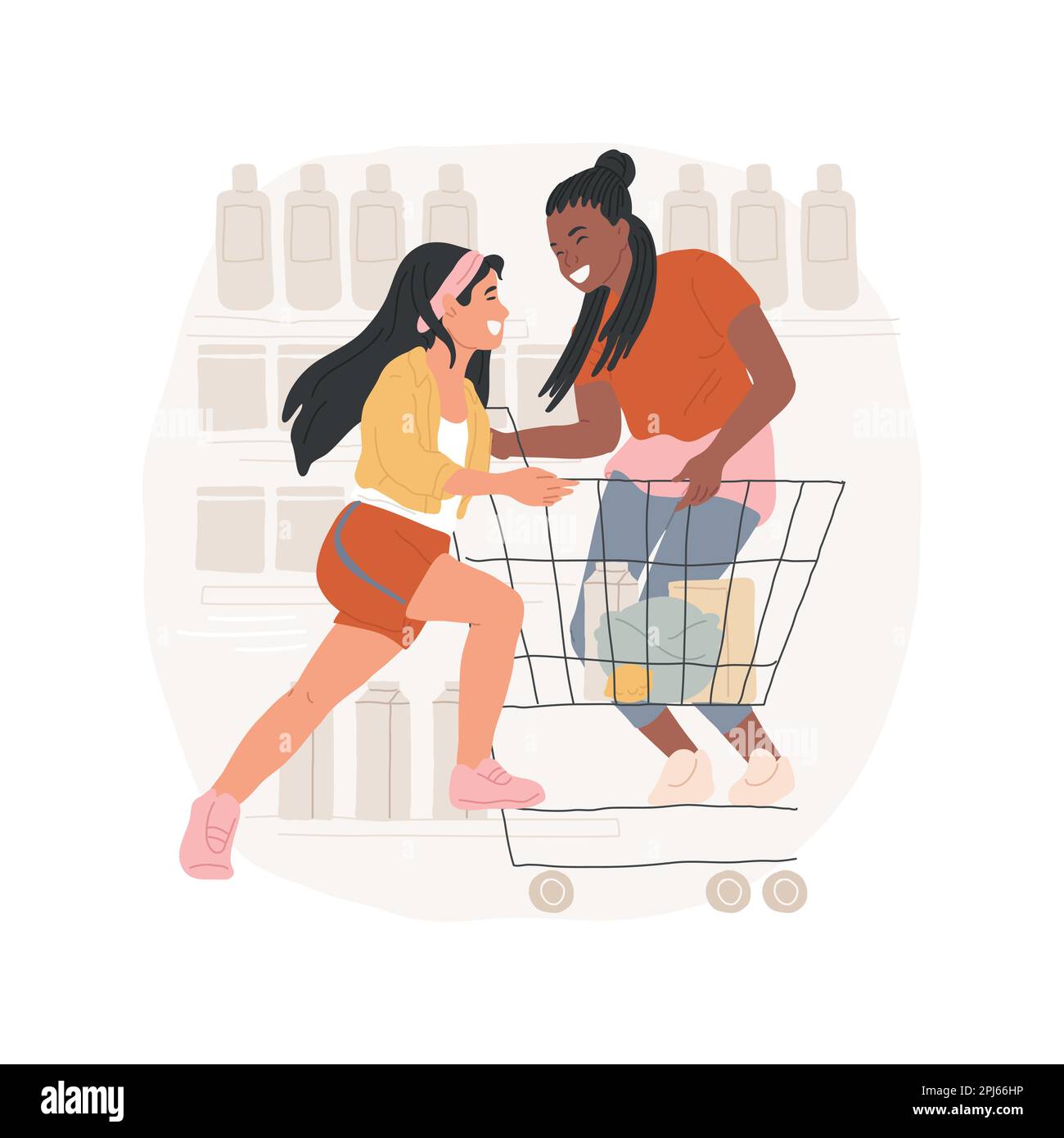 Cartoon Grocery Cart Racing