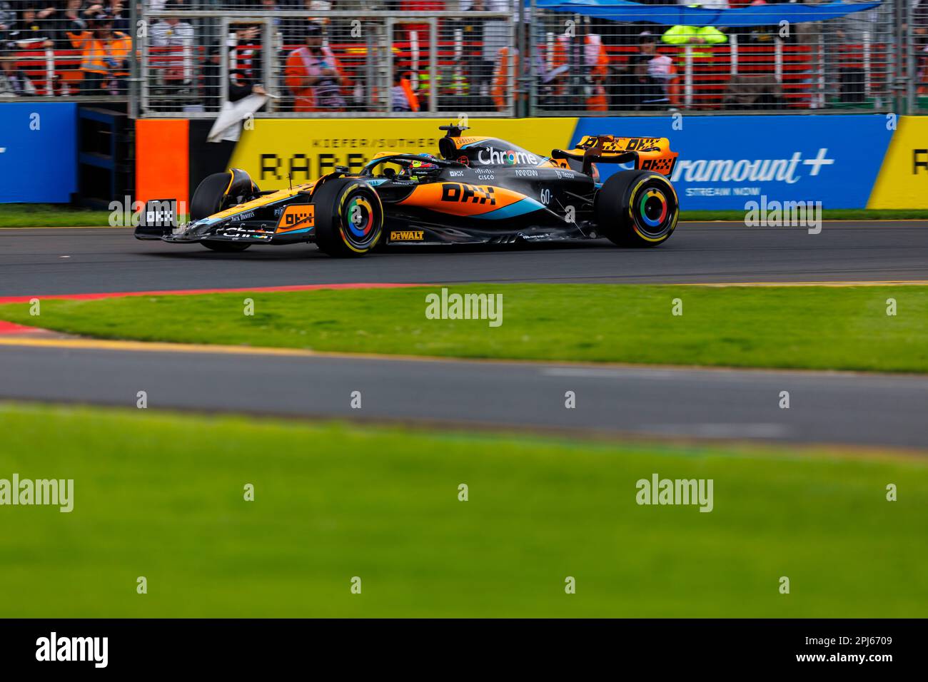 31st March 2023 Melbourne Grand Prix Circuit, Melbourne, Victoria, Australia Australian Formula 1 Grand Prix Free Practice Number 81 McLaren driver Oscar Piastri during free practice 2 at the Australian Formula 1