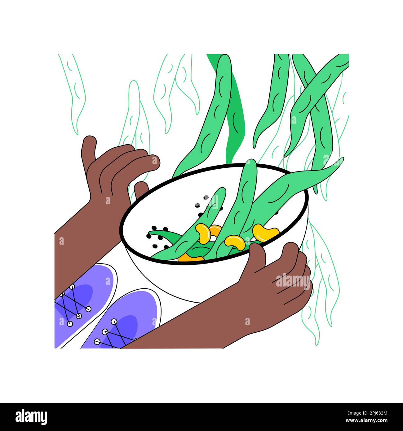 Beans growing isolated cartoon vector illustrations. Farmer growing