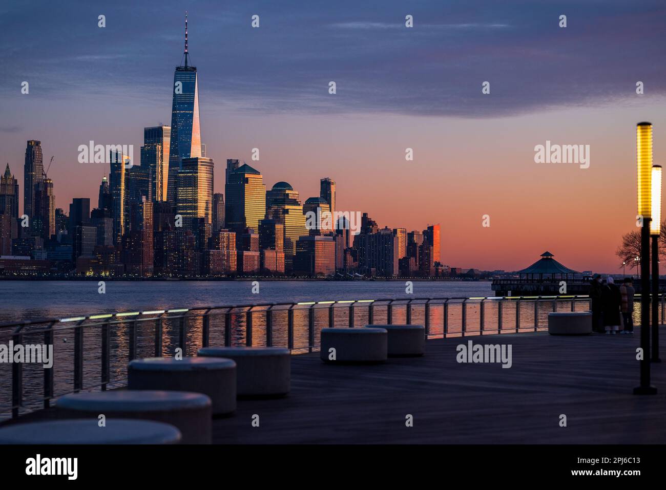 An aerial view of the stunning New York City skyline at sunset Stock ...