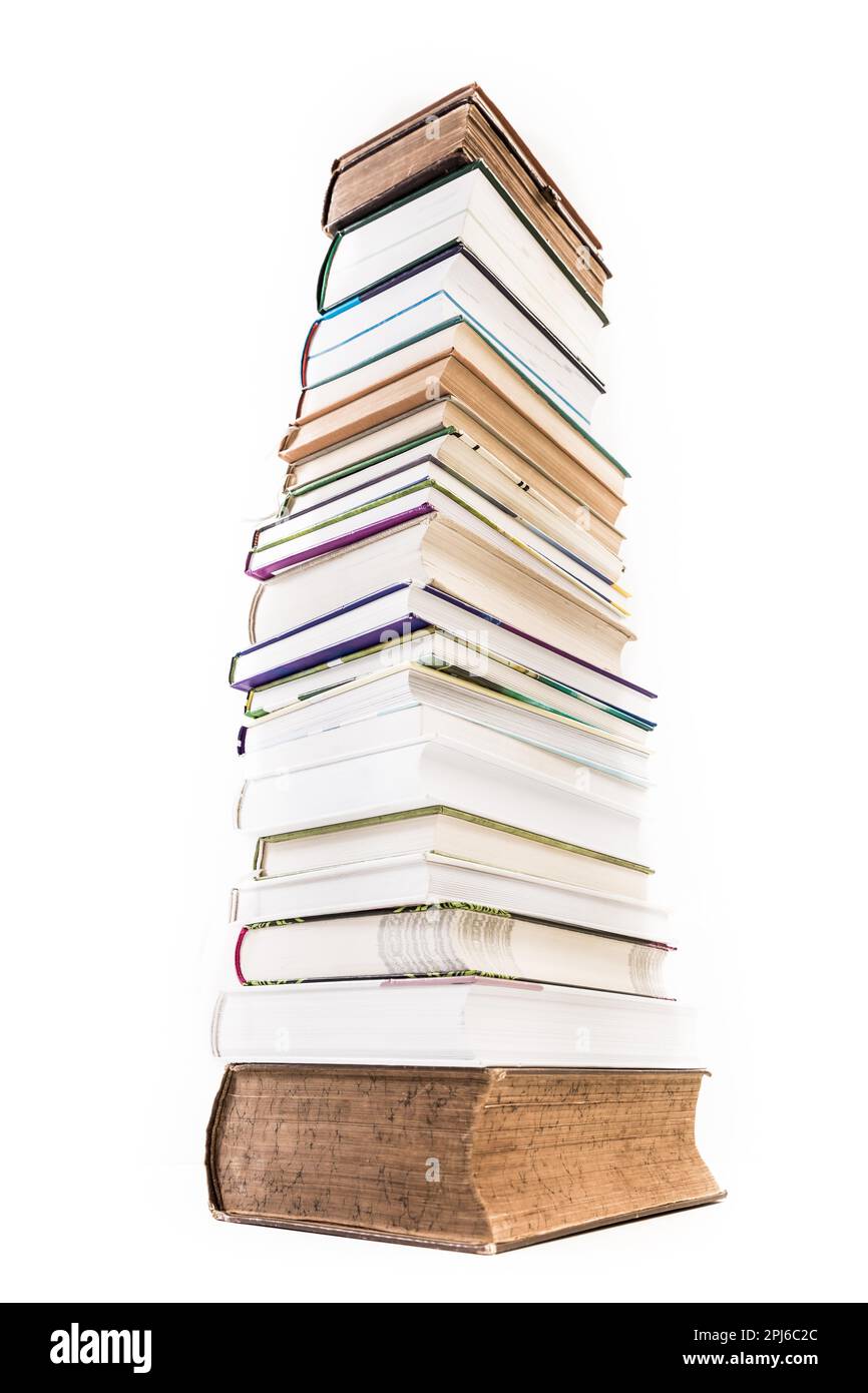 Pile of old and new books isolated on white background Stock Photo