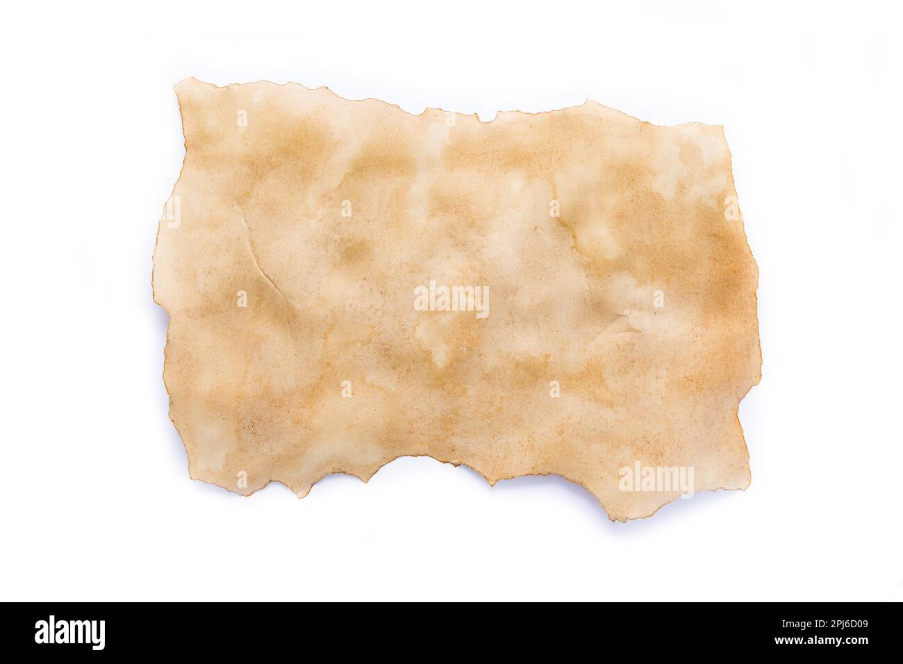 Old paper manusript or parchment on white background Stock Photo