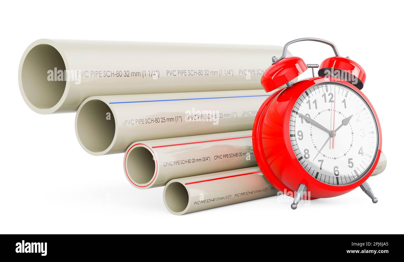 PVC pipes, composite pipe, uPVC pipe, cPVC pipe with alarm clock, 3D