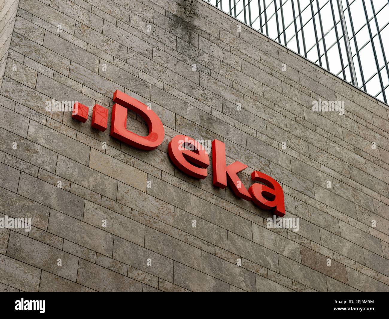 Deka investment bank logo sign on an exterior wall. Headquarters in