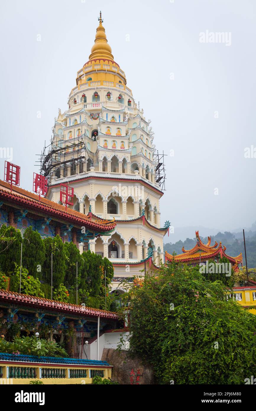 Buddhist Temple of Supreme Bliss  Kek Lok Si. One of popular tourist attractions in the remote area of Ayer Itam of Penang Island, Malaysia Stock Photo