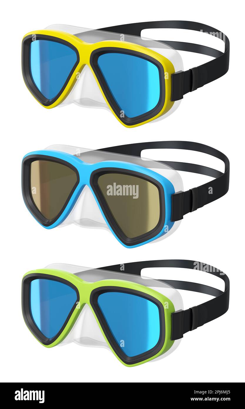 Set of diving mask and snorkel for summer holidays and snorkeling on ...