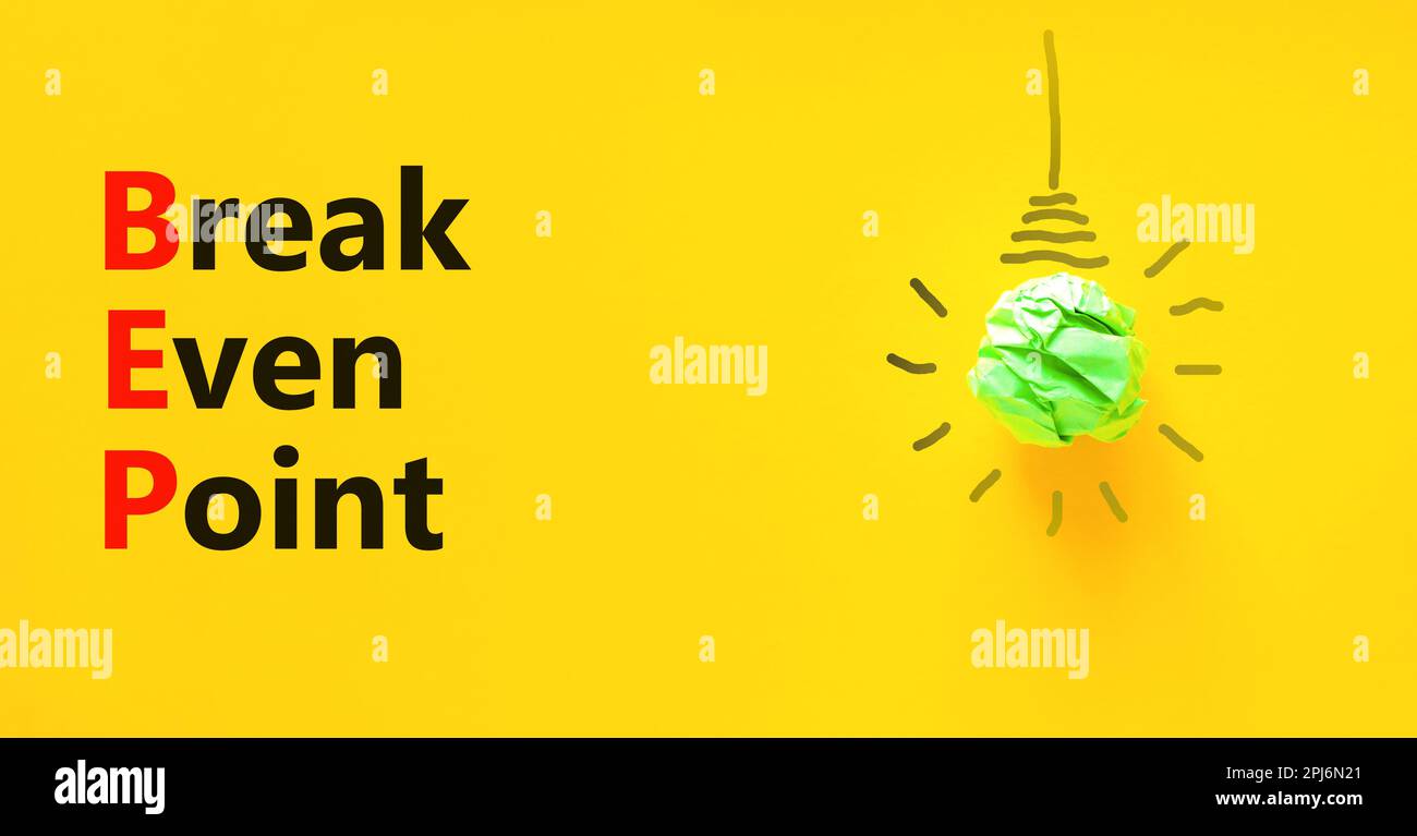 BEP break even point symbol. Concept words BEP break even point on