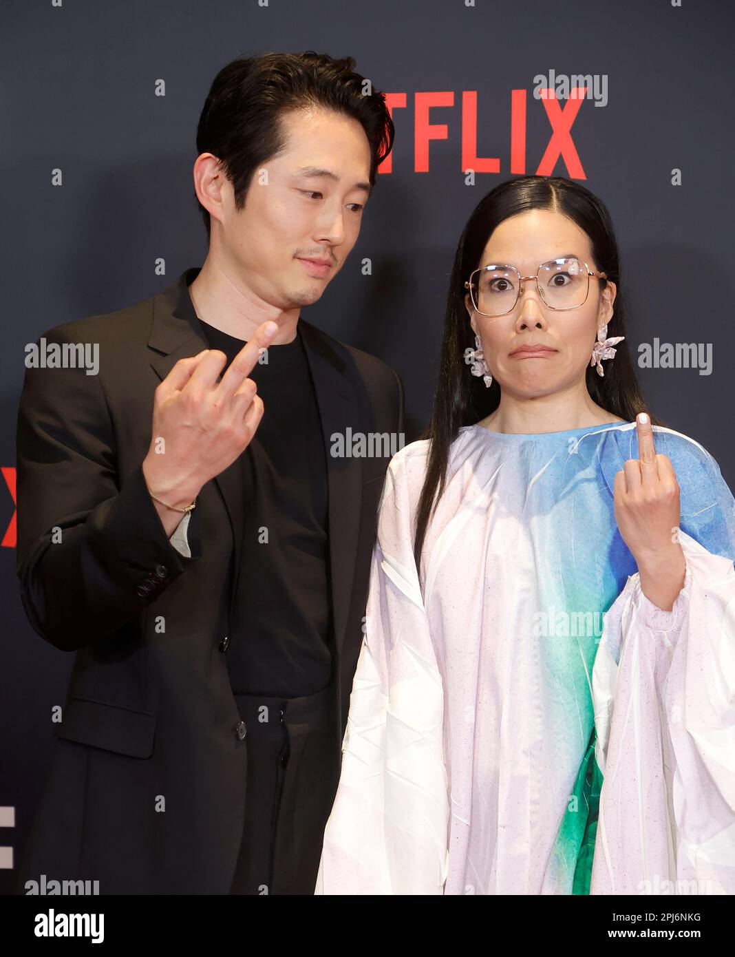 March 30, 2023, Los Angeles, California, USA: Steven Yeun, Ali Wong. Los Angeles Premiere Of Netflix's ''BEEF'' held at TUDUM Theater in Los Angeles. (Credit Image: © Fs/AdMedia via ZUMA Press Wire) EDITORIAL USAGE ONLY! Not for Commercial USAGE! Stock Photo