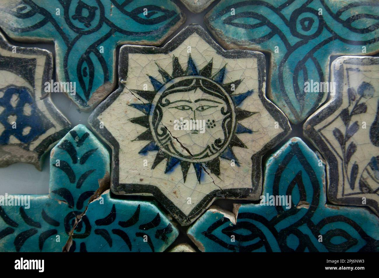 KONYA, TURKEY - NOVEMBER 08, 2009: Traditional Seljuk Kubadabad Palace tiles in Karatay Museum, Konya, Turkey Stock Photo
