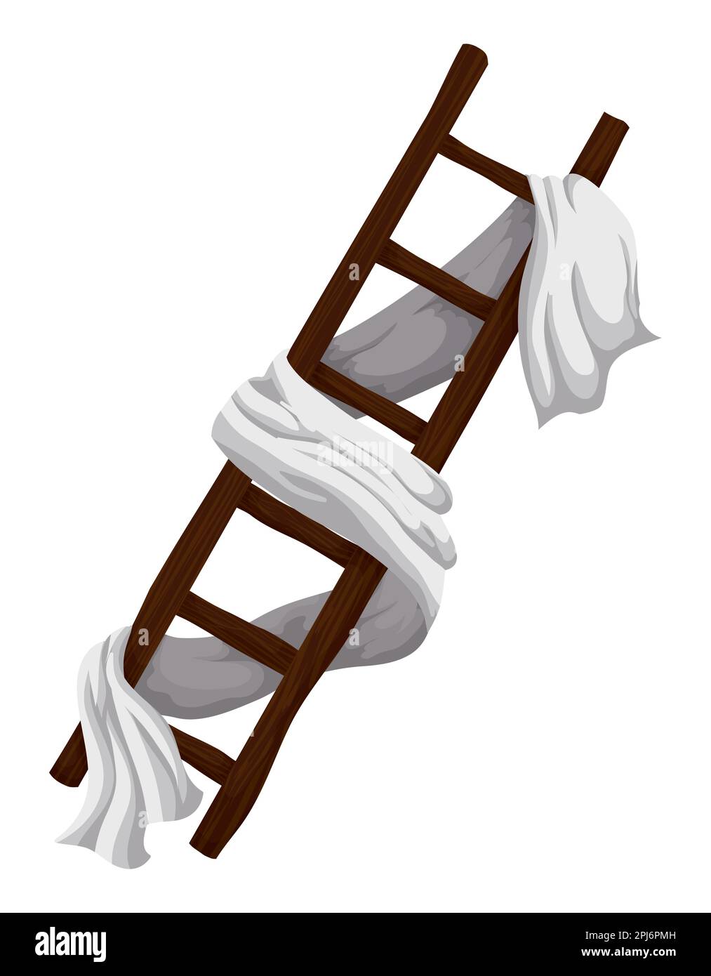 Wooden ladder with white fabric covering it, as a religious symbol of the Descent from the Cross after the crucifixion of Jesus. Stock Vector