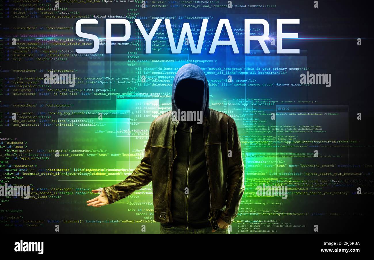 Faceless hacker on code background Stock Photo - Alamy