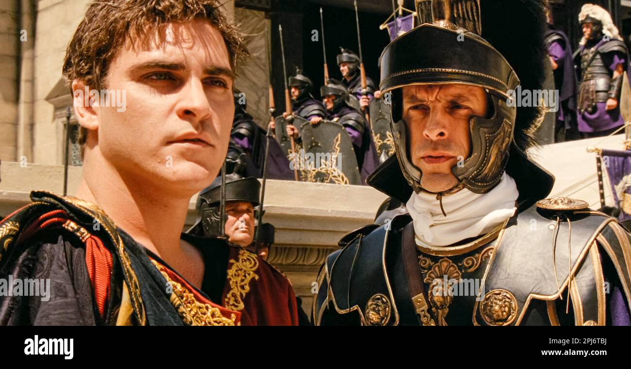 USA. Joaquin Phoenix and Tomas Arana in a scene from the (C)DreamWorks  movie: Gladiator (2000). Plot: A former Roman General sets out to exact  vengeance against the corrupt emperor who murdered his