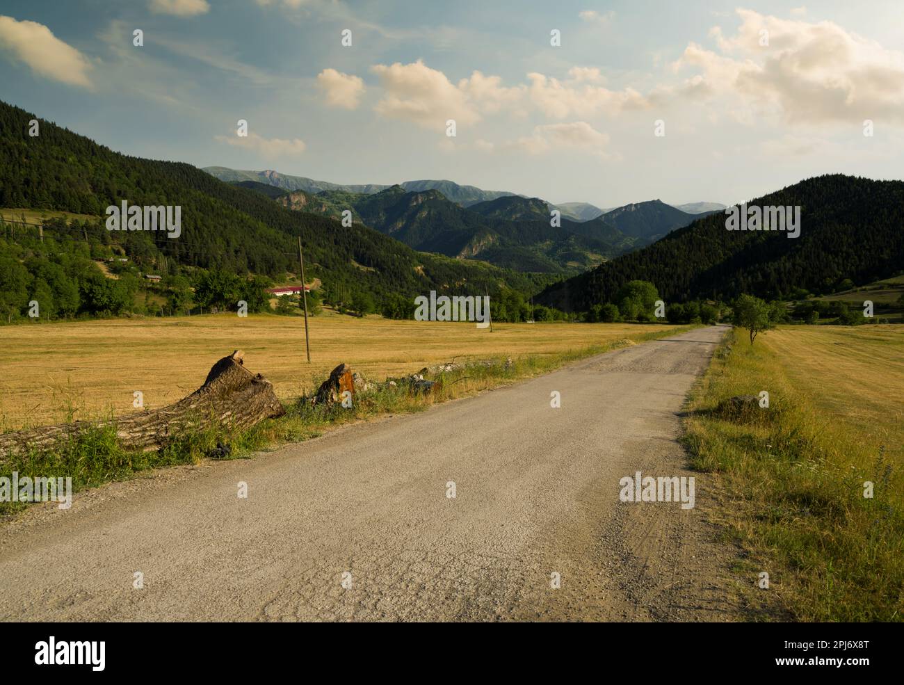 Turkish village roads and agricultural lands. Cevizli village. Savsat, Artvin, Turkey Stock Photo