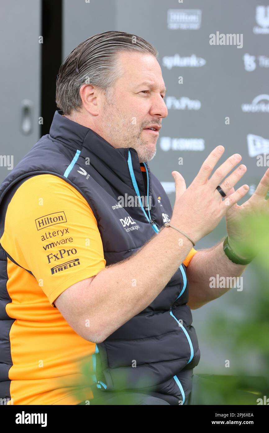 Melbourne, Australia. 31st Mar, 2023. MELBOURNE, Australia, 30. March 2023; Zak BROWN, executive director of McLaren Technology Group, USA, McLaren Chief Executive Officer during the AUSTRALIAN Formula One Grand Prix on March 30th 2023, Albert Park - Melbourne, Formel 1 Rennen in Australien, Motorsport, F1 GP, Honorarpflichtiges Foto, Fee liable image, Copyright © Clay CROSS/ATP images (CROSS Clay/ATP/SPP) Credit: SPP Sport Press Photo. /Alamy Live News Stock Photo