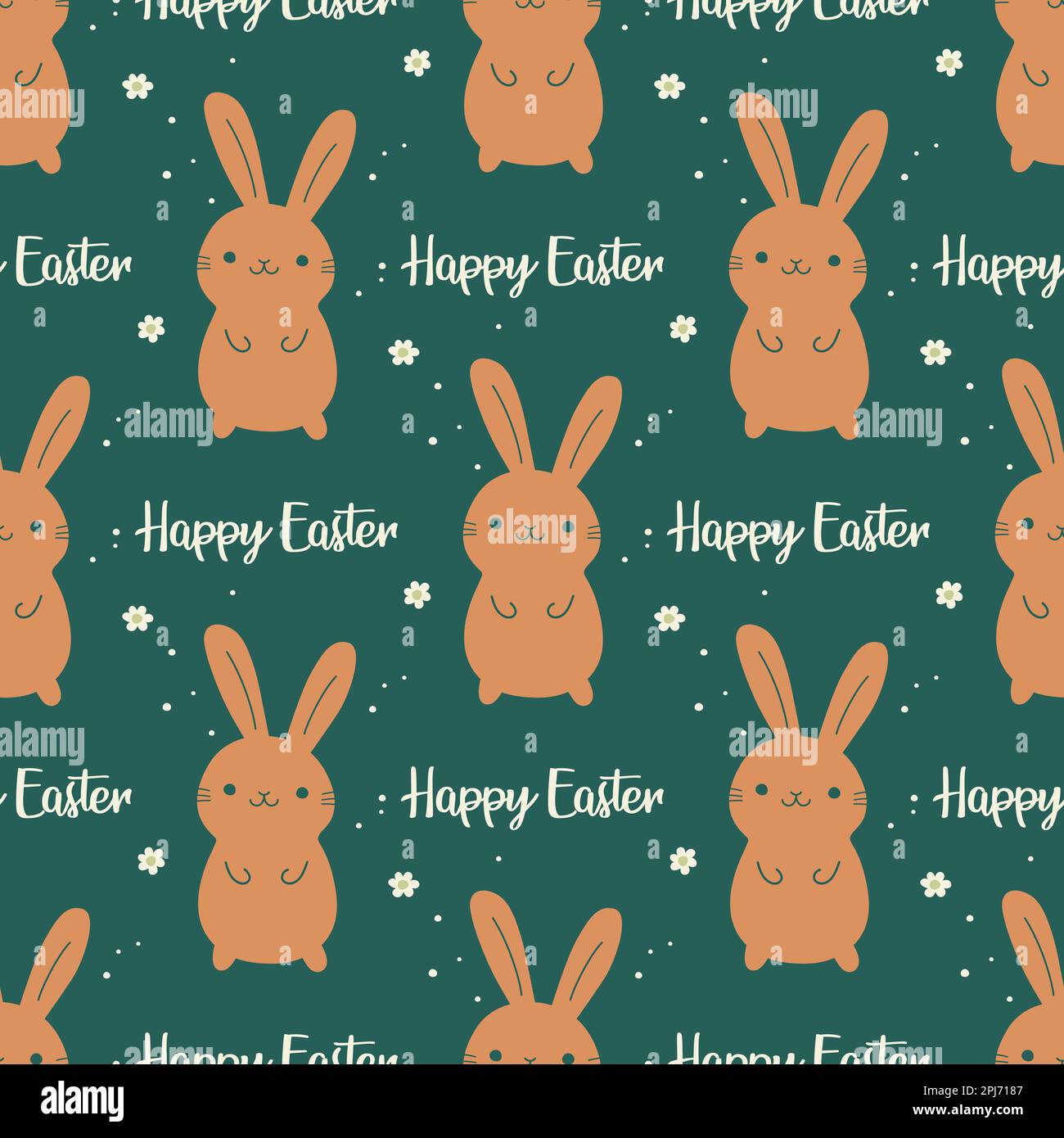 Happy Easter. Vector Seamless Pattern with Easter Cute Funny Cartoon ...