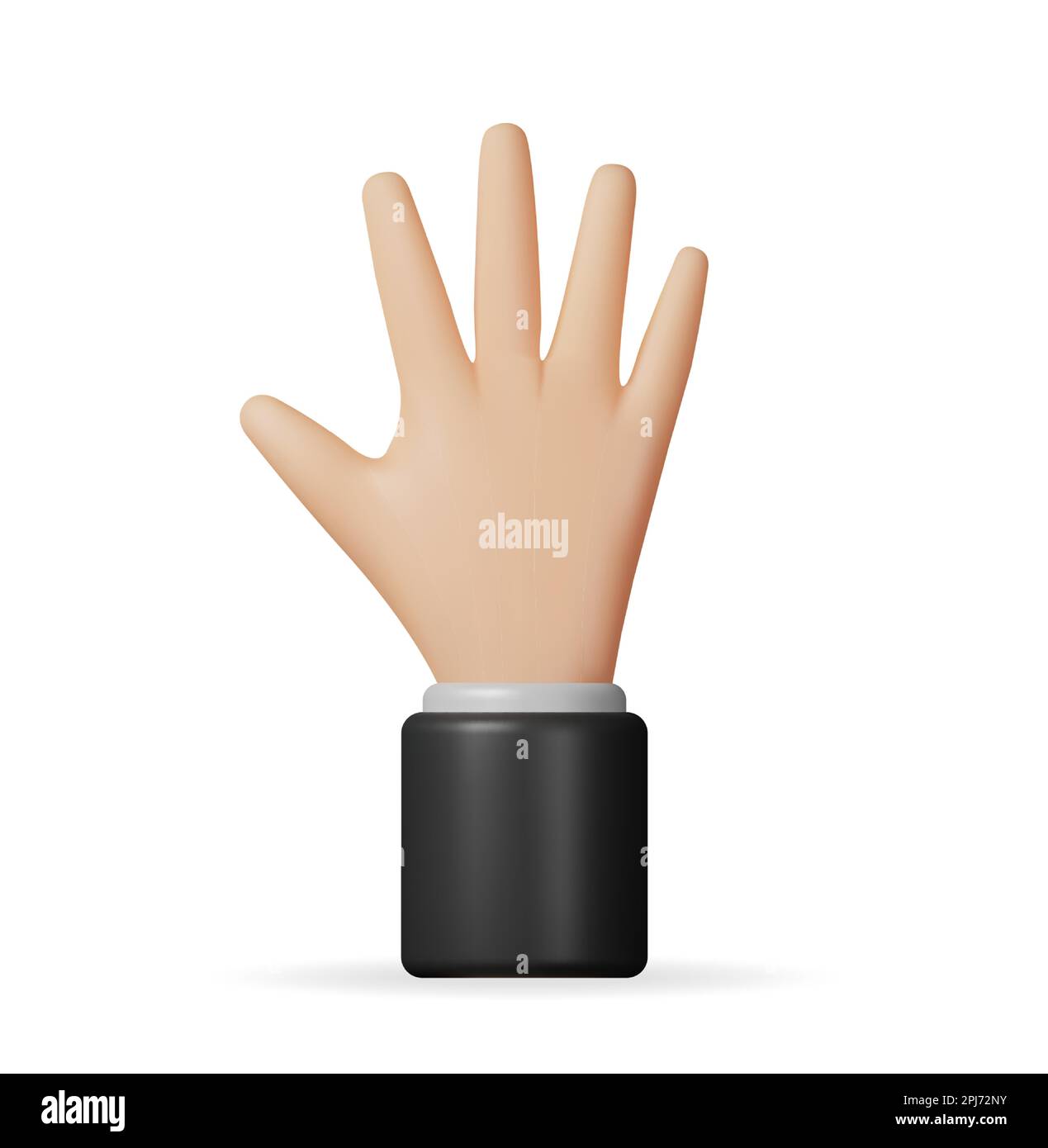 3D Hand Showing Five Fingers Isolated Stock Vector