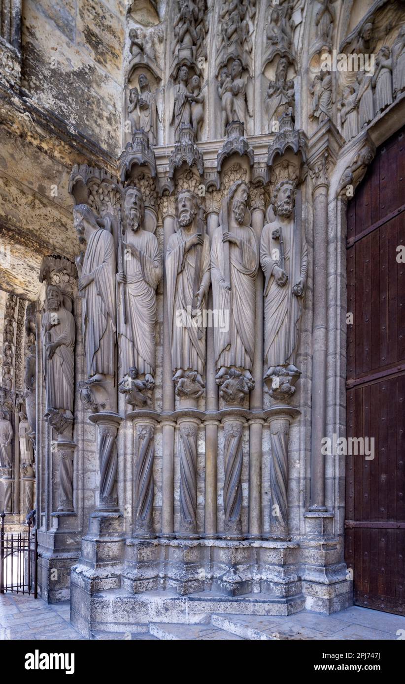 central portal of the south entrance, Chartres cathedral, France Stock Photo