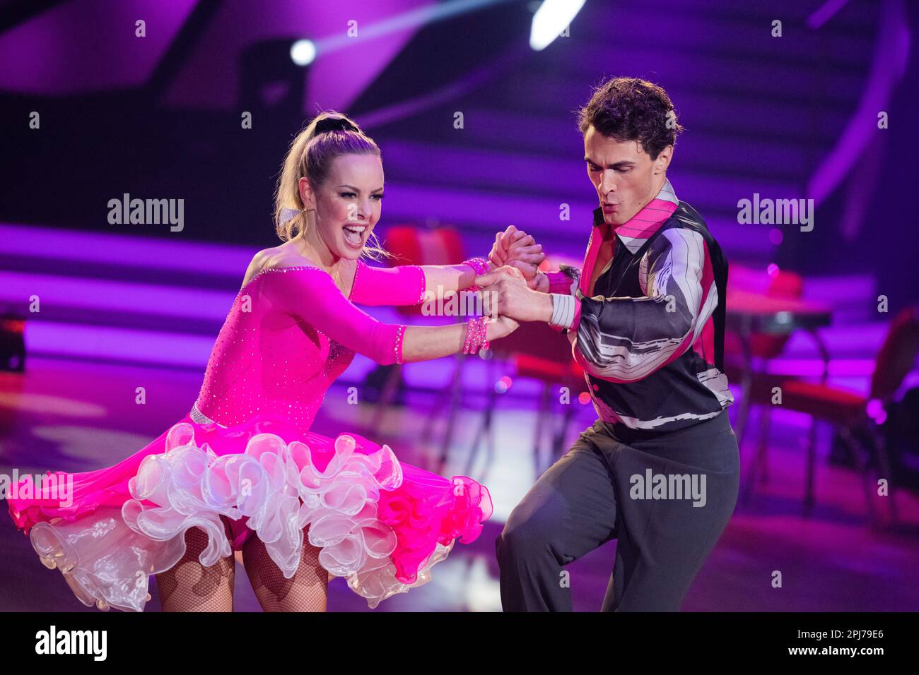 Cologne, Germany. 31st Mar, 2023. Timon Krause, mentalist, and Isabel Edvardsson, professional dancer, dance in the RTL dance show 'Let's Dance' at the Coloneum. Credit: Rolf Vennenbernd/dpa/Alamy Live News Stock Photo