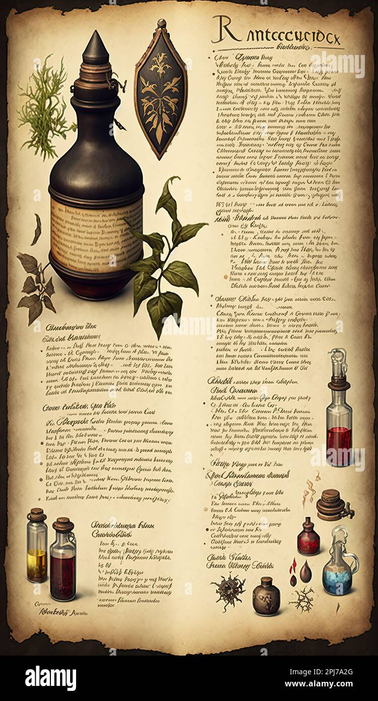 illustrations for a book about potions and spells Stock Photo Alamy